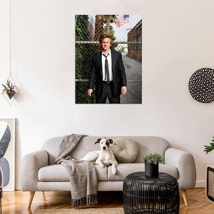 Sean Penn Suit American Flag Elegant Handsome Rare Wall Art Print Poster