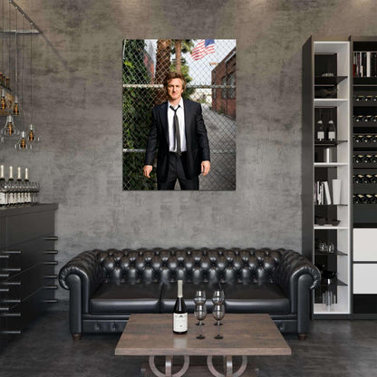 Sean Penn Suit American Flag Elegant Handsome Rare Wall Art Print Poster