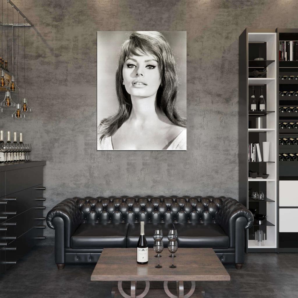 Sophia Loren BW Portrait Hot Sexy Beautiful Retro Rare Wall Art Print Poster