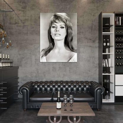 Sophia Loren BW Portrait Hot Sexy Beautiful Retro Rare Wall Art Print Poster