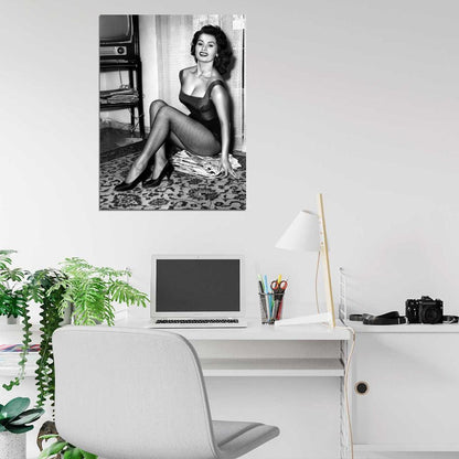 Sophia Loren BW Stockings High Heels Cleavage Hot Sexy Wall Art Print Poster