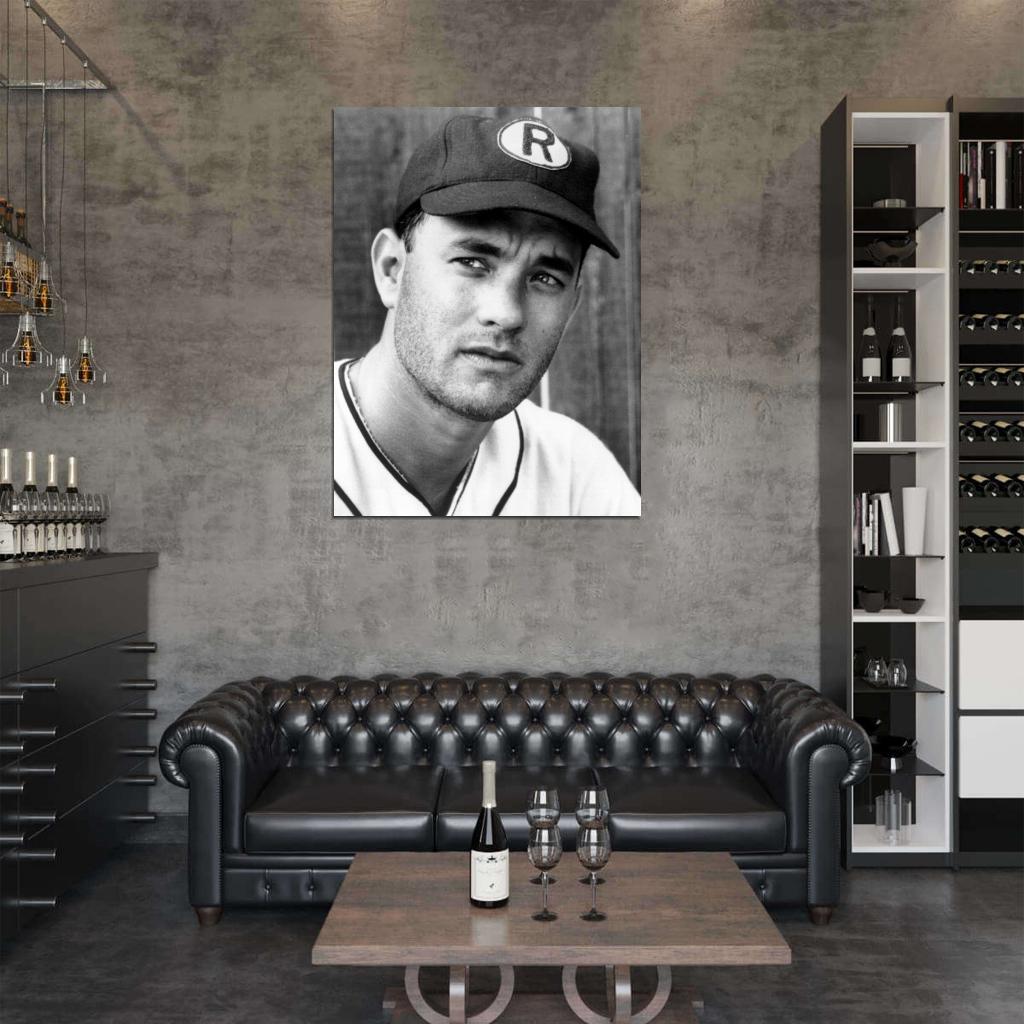 Tom Hanks BW Portrait Baseball Cap Young Handsome Rare Wall Art Print Poster
