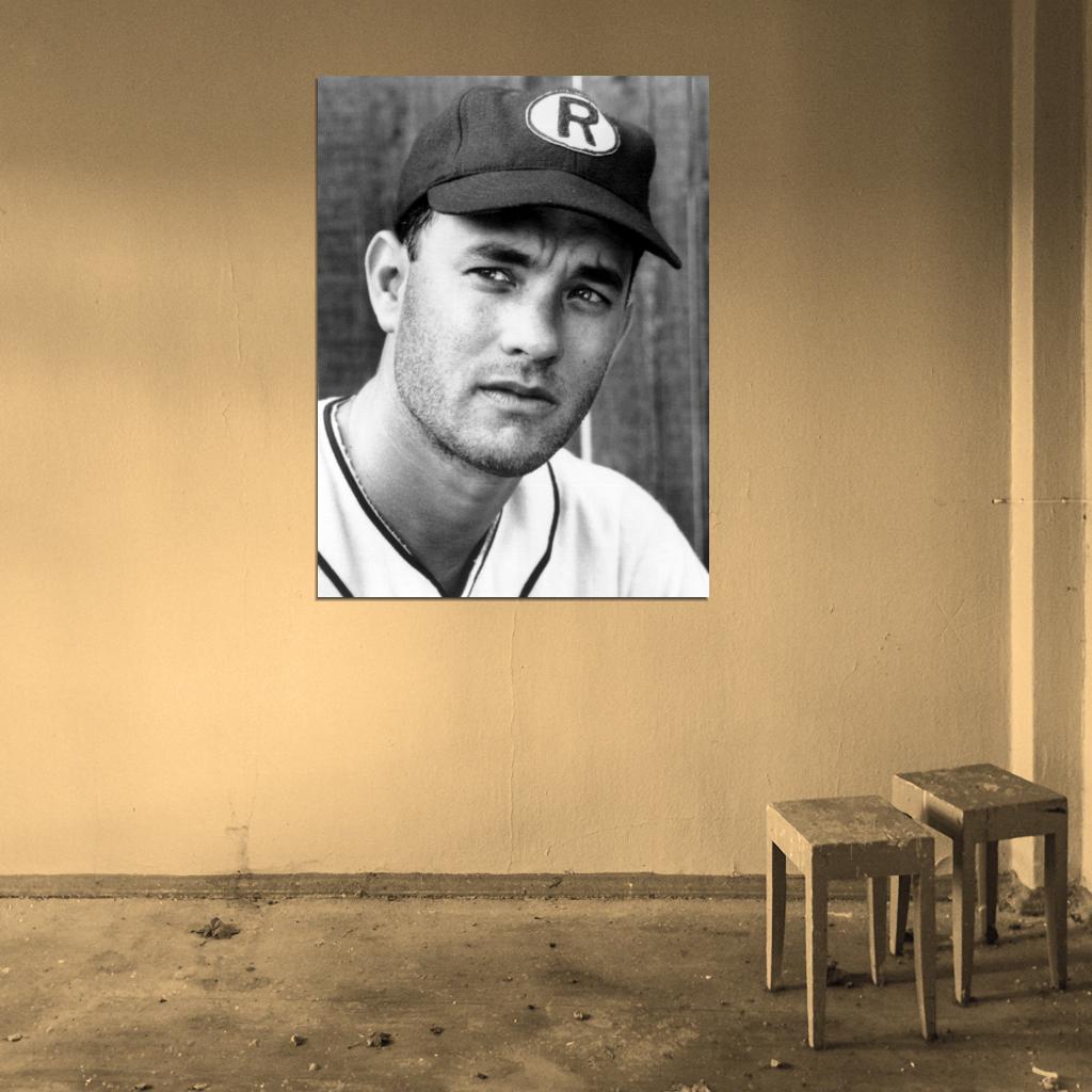 Tom Hanks BW Portrait Baseball Cap Young Handsome Rare Wall Art Print Poster