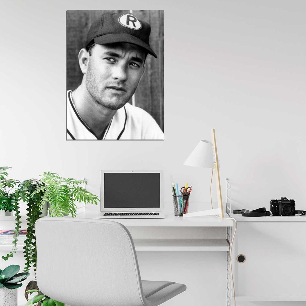 Tom Hanks BW Portrait Baseball Cap Young Handsome Rare Wall Art Print Poster