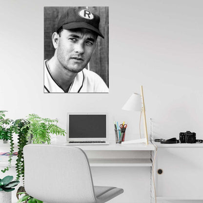 Tom Hanks BW Portrait Baseball Cap Young Handsome Rare Wall Art Print Poster