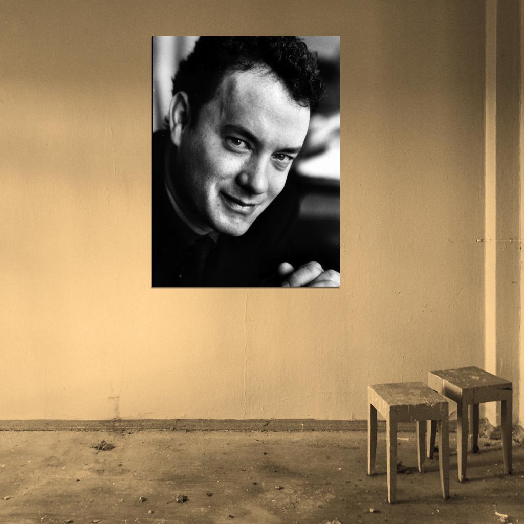 Tom Hanks Amazing BW Portrait Young Handsome Rare Wall Art Print Poster