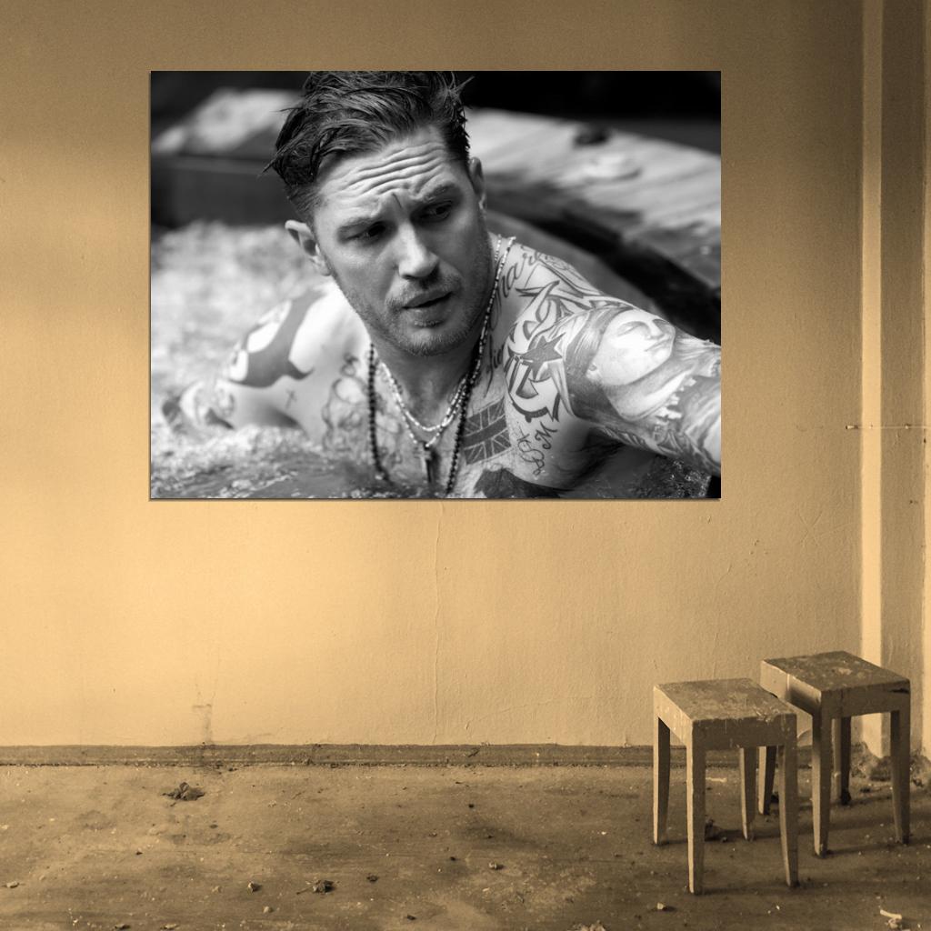Tom Hardy Awesome Portrait Shirtless Tattoos Rare Wall Art Print Poster