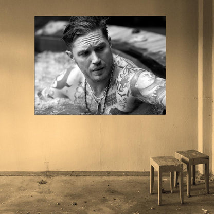 Tom Hardy Awesome Portrait Shirtless Tattoos Rare Wall Art Print Poster
