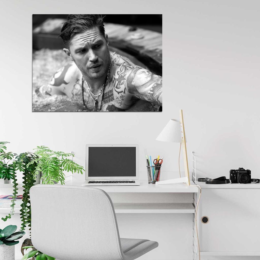 Tom Hardy Awesome Portrait Shirtless Tattoos Rare Wall Art Print Poster