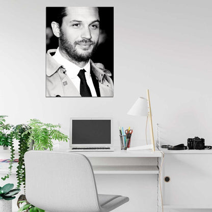 Tom Hardy BW Portrait Beard Charming Handsome Actor Wall Art Print Poster