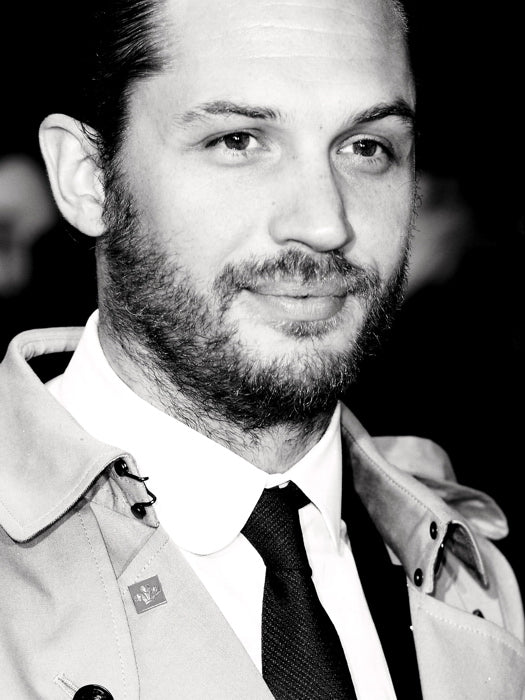Tom Hardy BW Portrait Beard Charming Handsome Actor Wall Art Print Poster