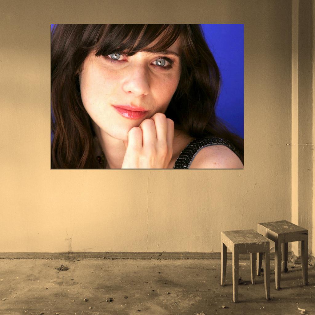 Zooey Deschanel Portrait Eyes Hot Beautiful Actress Wall Art Print Poster