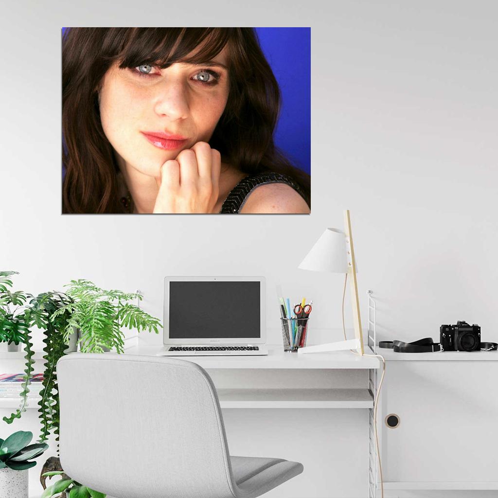 Zooey Deschanel Portrait Eyes Hot Beautiful Actress Wall Art Print Poster