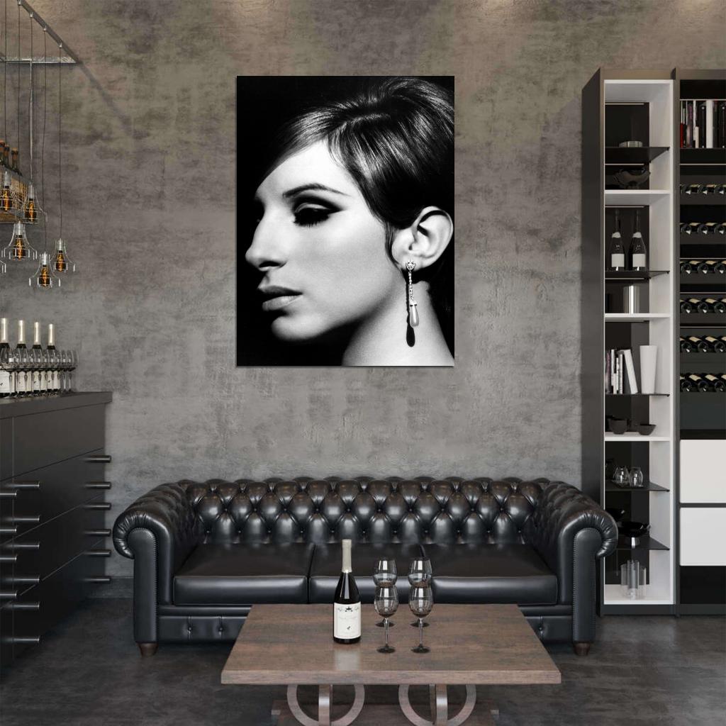 Barbra Streisand Young Beautiful Elegant BW Portrait Wall Art Print Poster