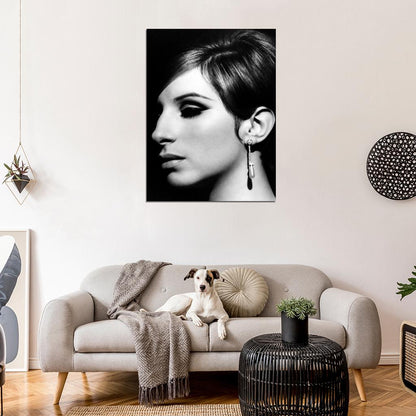 Barbra Streisand Young Beautiful Elegant BW Portrait Wall Art Print Poster