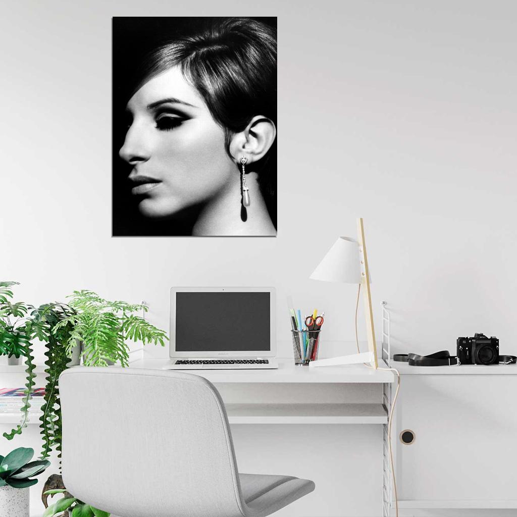 Barbra Streisand Young Beautiful Elegant BW Portrait Wall Art Print Poster