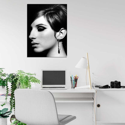Barbra Streisand Young Beautiful Elegant BW Portrait Wall Art Print Poster