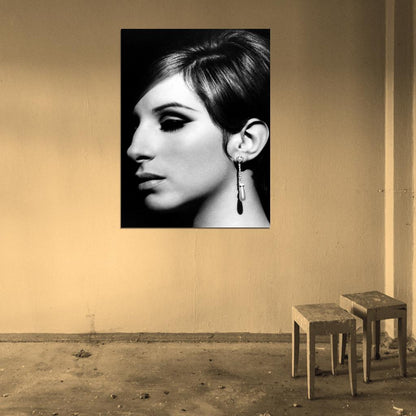 Barbra Streisand Young Beautiful Elegant BW Portrait Wall Art Print Poster