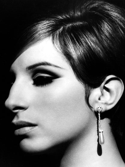 Barbra Streisand Young Beautiful Elegant BW Portrait Wall Art Print Poster