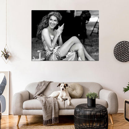 Celine Dion Smile Dress Legs BW Amazing Beautiful Wall Art Print Poster