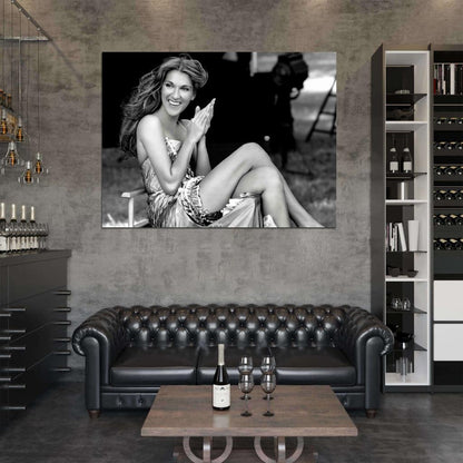 Celine Dion Smile Dress Legs BW Amazing Beautiful Wall Art Print Poster