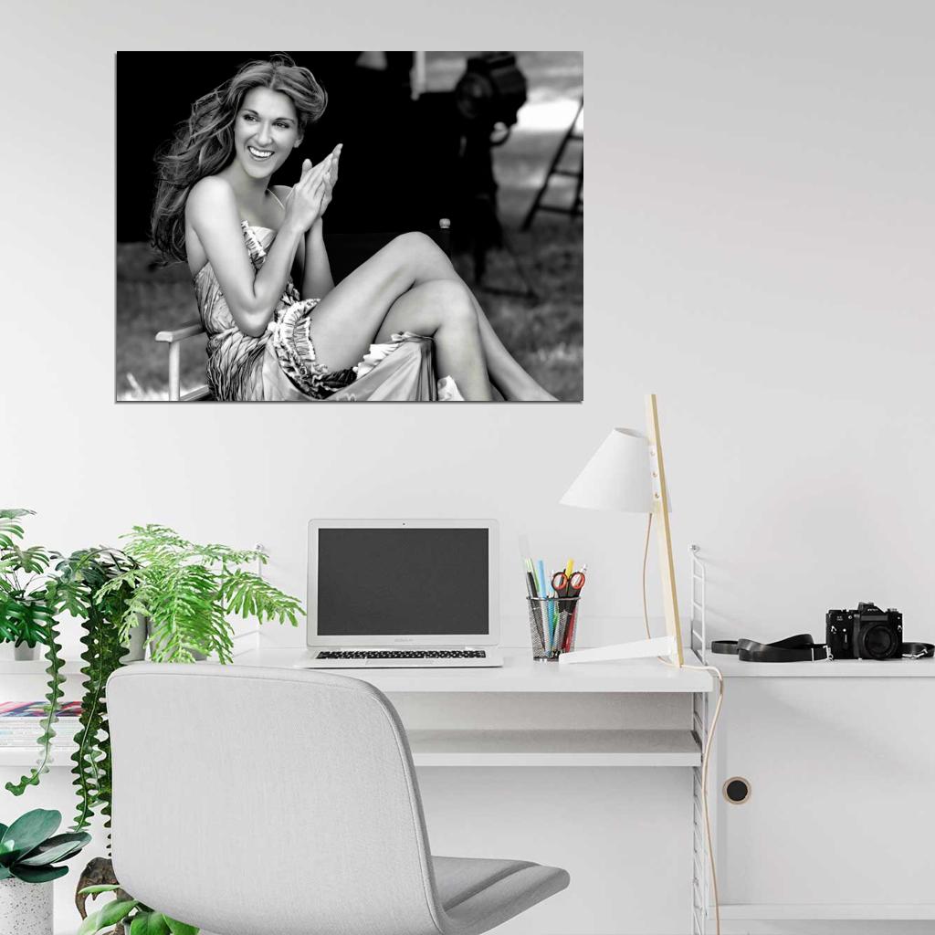 Celine Dion Smile Dress Legs BW Amazing Beautiful Wall Art Print Poster