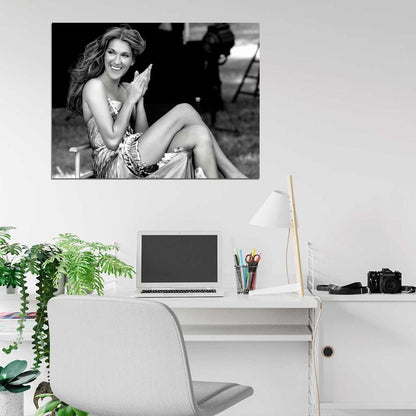 Celine Dion Smile Dress Legs BW Amazing Beautiful Wall Art Print Poster