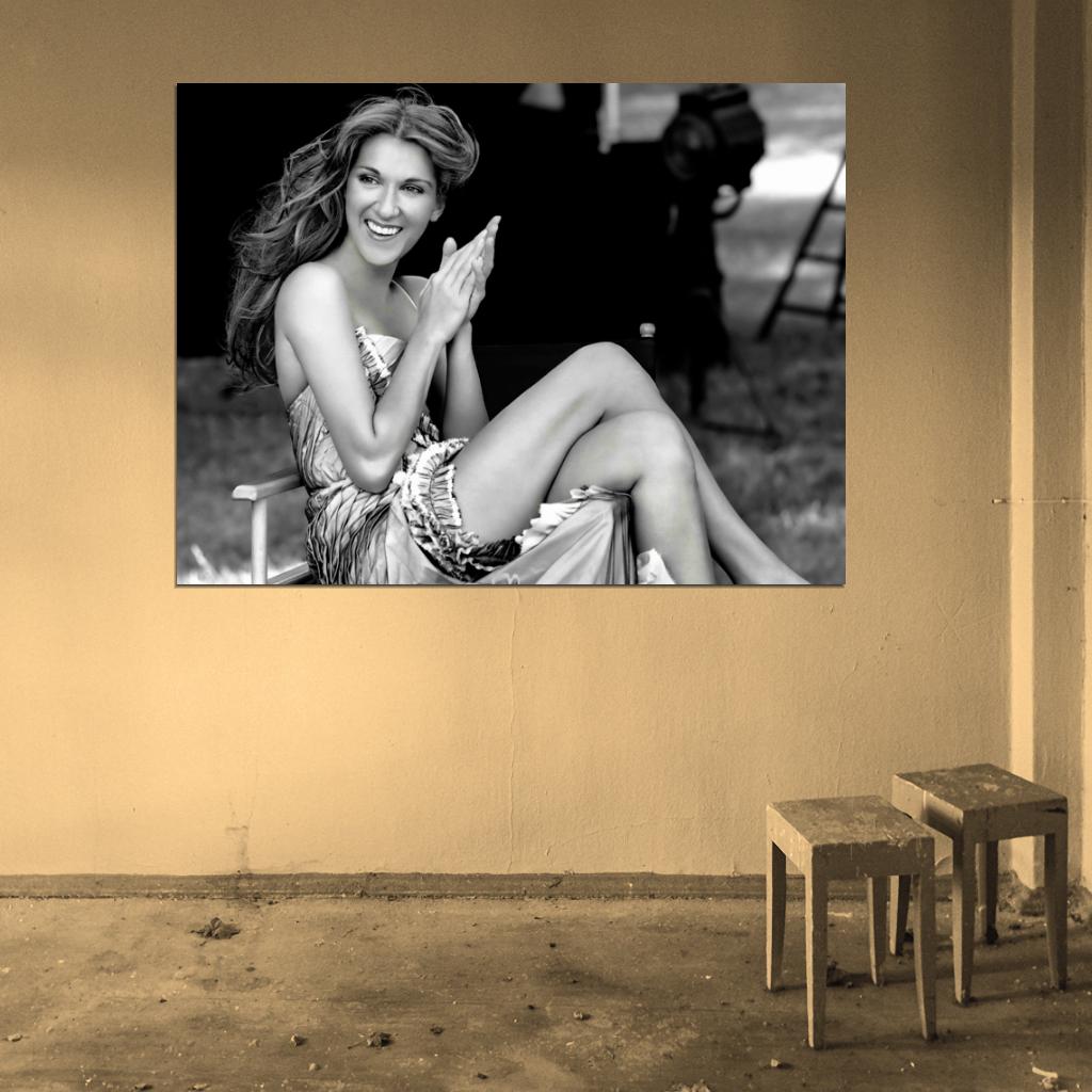 Celine Dion Smile Dress Legs BW Amazing Beautiful Wall Art Print Poster