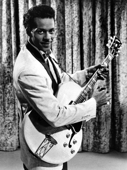 Chuck Berry Suit Guitar BW Amazing Retro Music Singer Wall Art Print Poster
