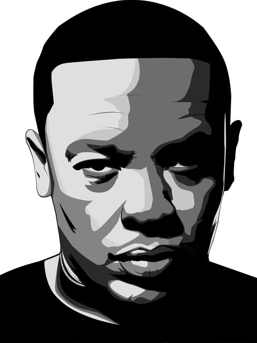 Dr. Dre Amazing BW Portrait Art Gangsta Rap Music Wall Art Print Poster