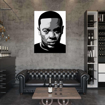 Dr. Dre Amazing BW Portrait Art Gangsta Rap Music Wall Art Print Poster