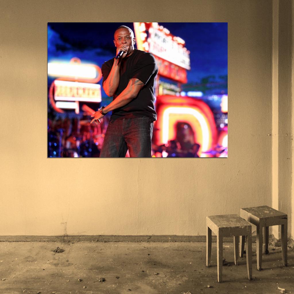 Dr. Dre Amazing Stage Microphone Gangsta Rap Rare Wall Art Print Poster