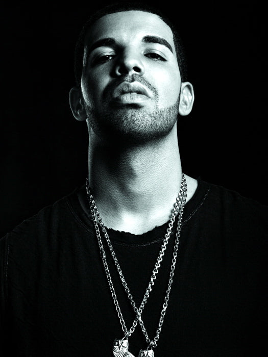 Drake Chains Awesome BW Portrait Handsome Rap Singer Wall Art Print Poster