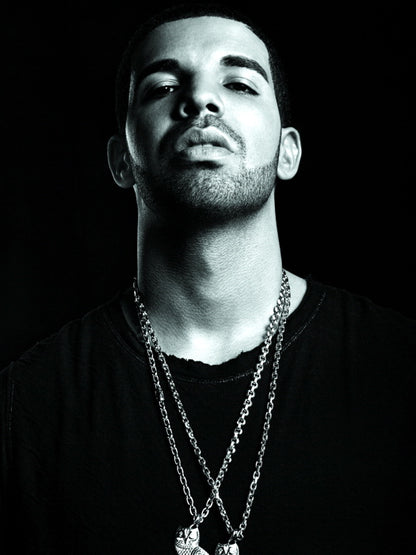 Drake Chains Awesome BW Portrait Handsome Rap Singer Wall Art Print Poster