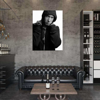 Eminem Hood Amazing BW Portrait Handsome Rap Music Wall Art Print Poster