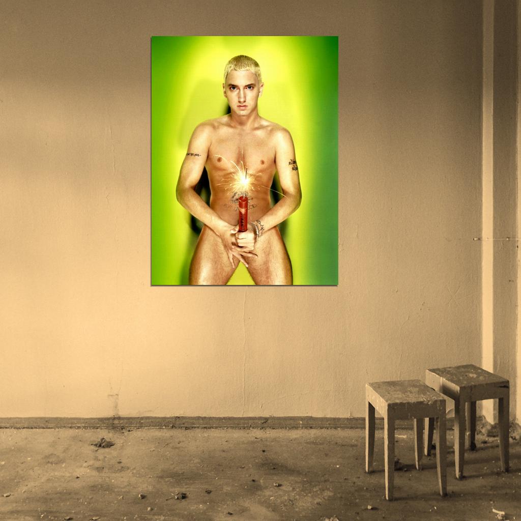 Eminem Slim Shady Shirtless Dynamite Rap Music Singer Wall Art Print Poster