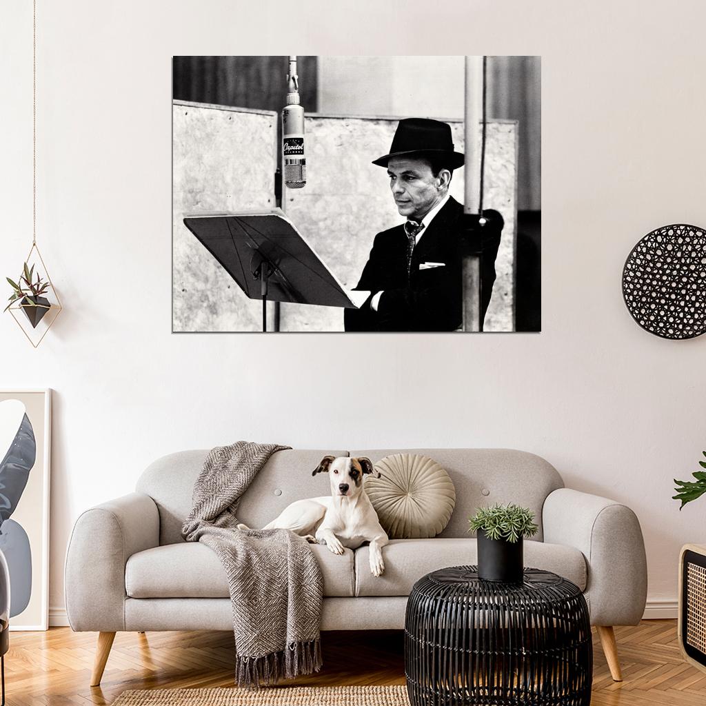 Frank Sinatra BW Suit Hat Charming Singer Retro Rare Wall Art Print Poster