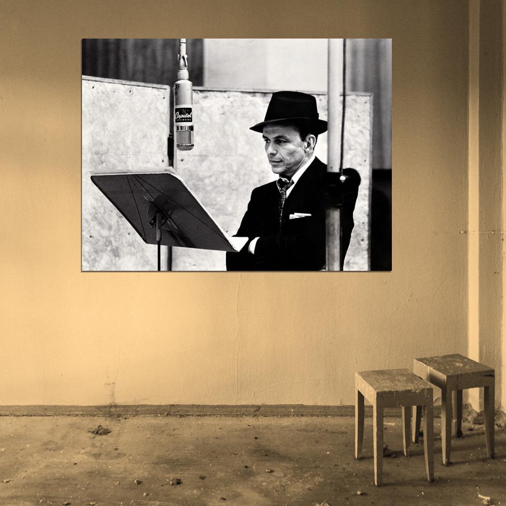 Frank Sinatra BW Suit Hat Charming Singer Retro Rare Wall Art Print Poster
