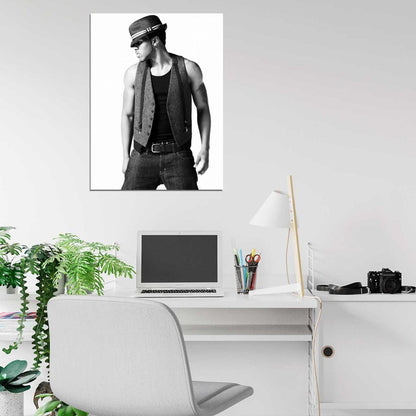 Jason Derulo BW Vest Hat Hot Sexy Awesome Handsome Wall Art Print Poster