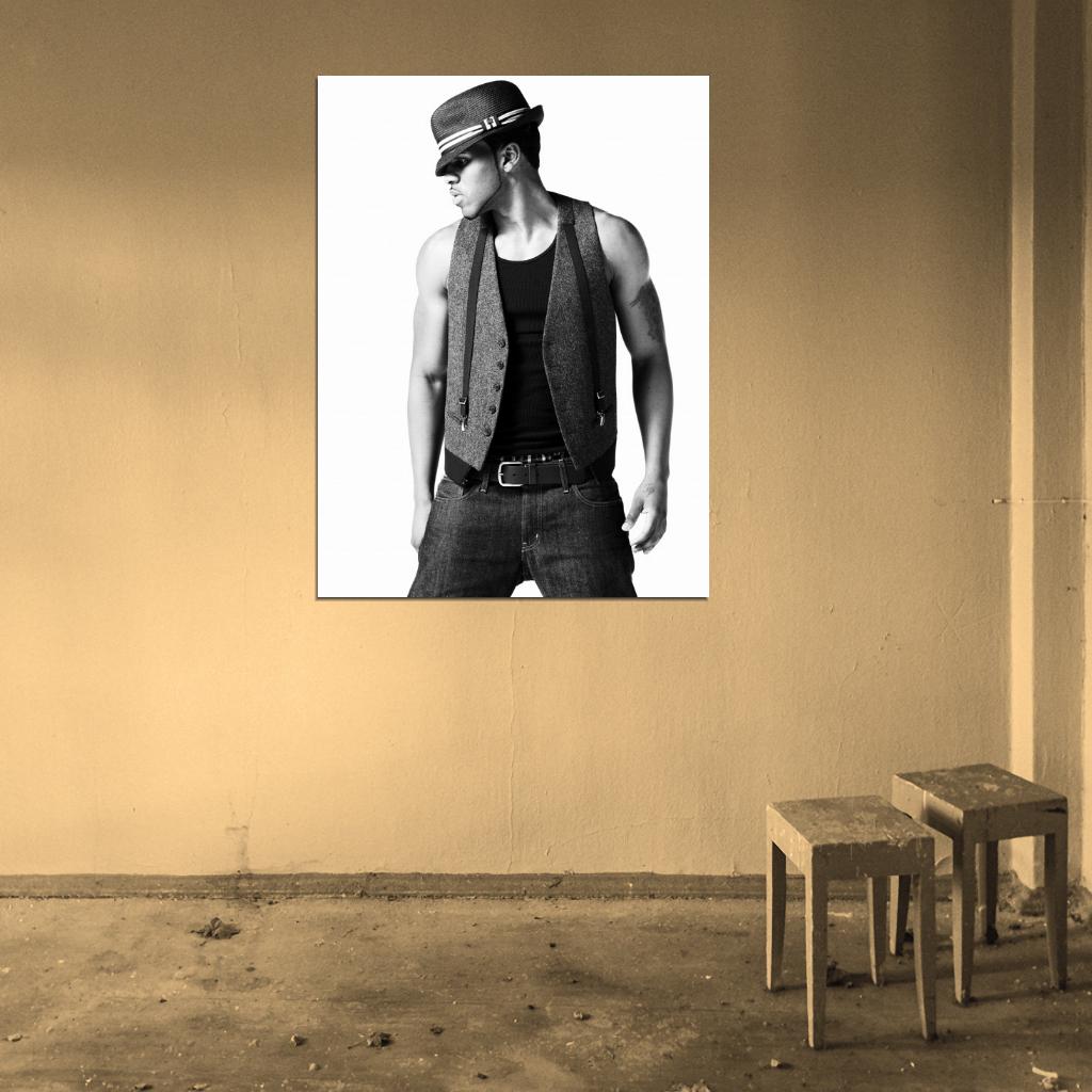 Jason Derulo BW Vest Hat Hot Sexy Awesome Handsome Wall Art Print Poster