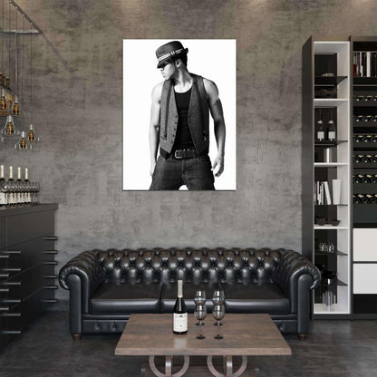 Jason Derulo BW Vest Hat Hot Sexy Awesome Handsome Wall Art Print Poster