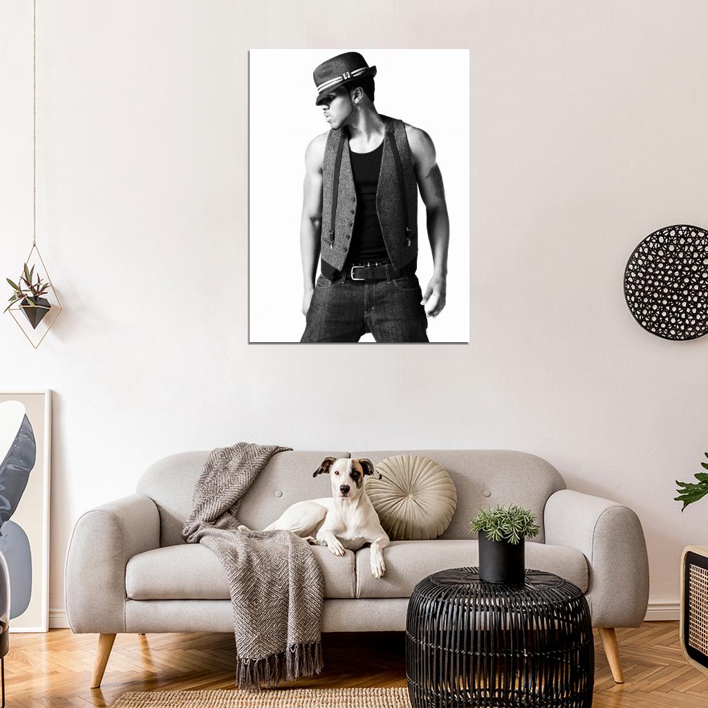 Jason Derulo BW Vest Hat Hot Sexy Awesome Handsome Wall Art Print Poster