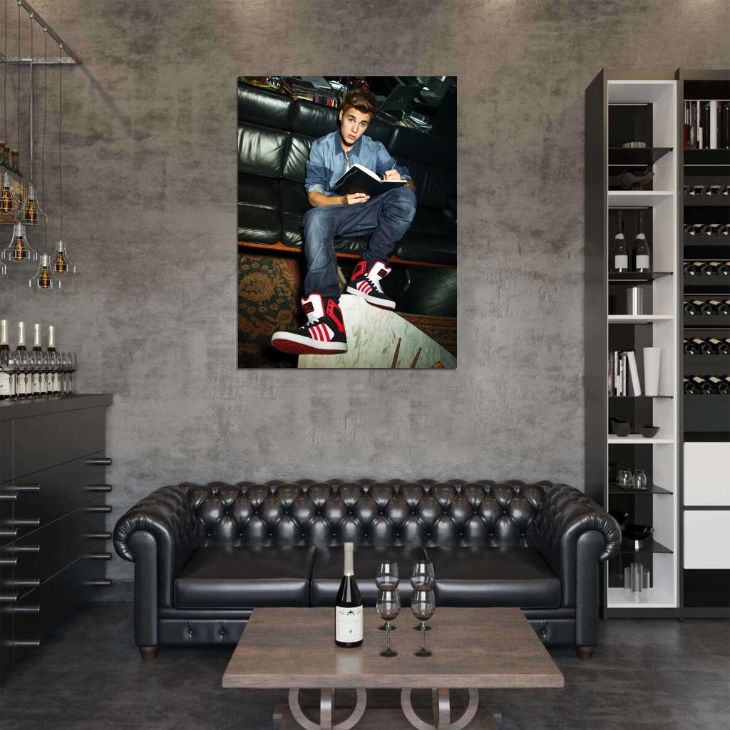 Justin Bieber Book Sneakers Sofa Handsome Music Singer Wall Art Print Poster