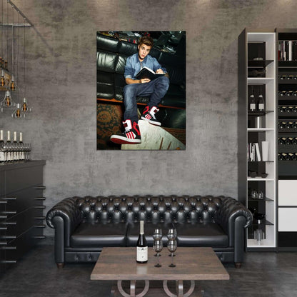 Justin Bieber Book Sneakers Sofa Handsome Music Singer Wall Art Print Poster