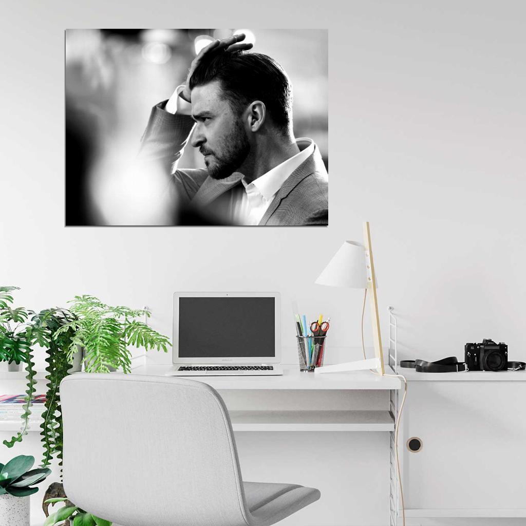 Justin Timberlake Beard Awesome BW Portrait Handsome Wall Art Print Poster