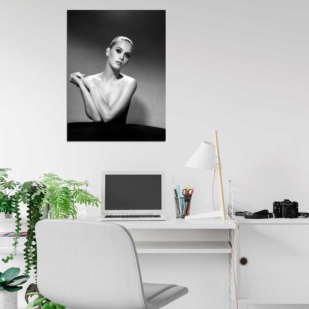 Katy Perry BW Portrait Topless Hot Sexy Seductive Wall Art Print Poster