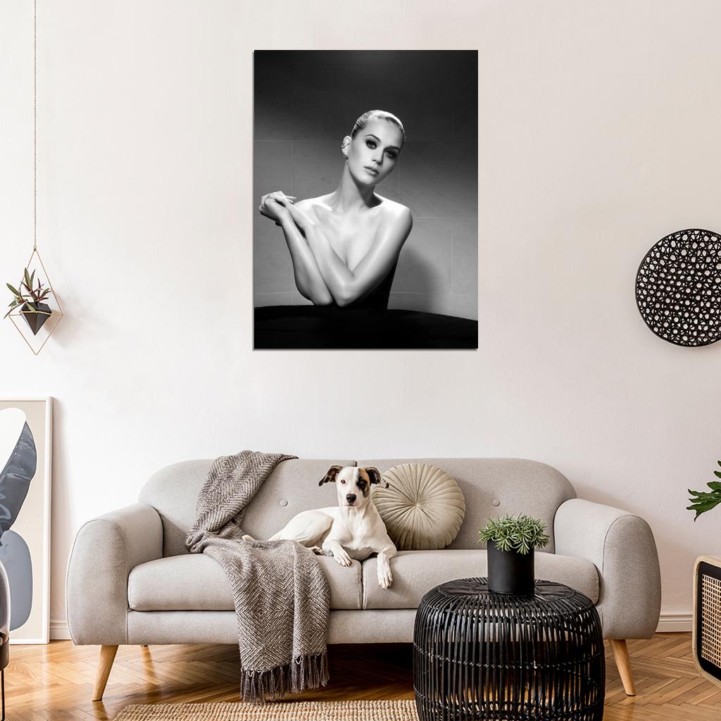 Katy Perry BW Portrait Topless Hot Sexy Seductive Wall Art Print Poster