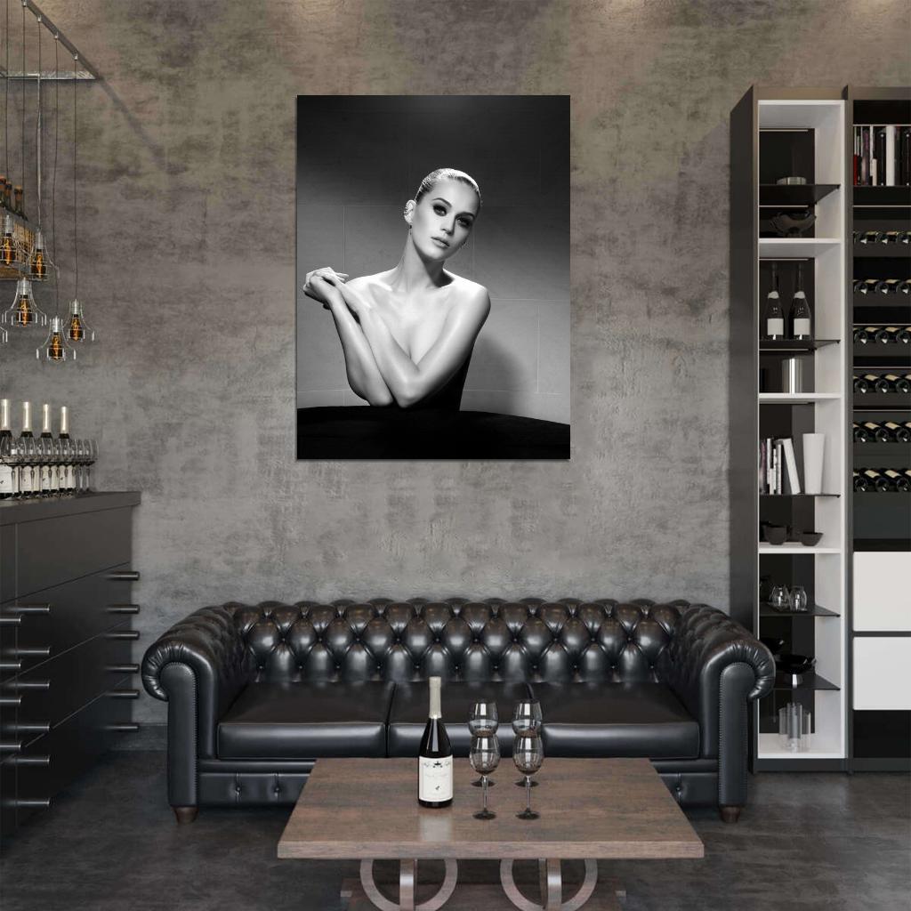 Katy Perry BW Portrait Topless Hot Sexy Seductive Wall Art Print Poster