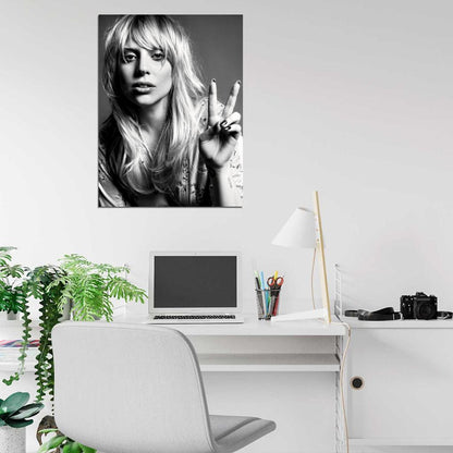 Lady Gaga Incredible BW Portrait Tear Beautiful Rare Wall Art Print Poster