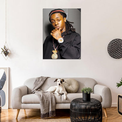 Lil Wayne Portrait Watch Ring Tattoos Hip Hop Singer Wall Art Print Poster
